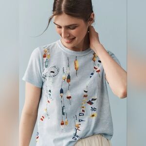 🪷NWT Anthropologie The Bennie Cotton Slub Crew-Neck Slim Tee by Pilcro, Size XS